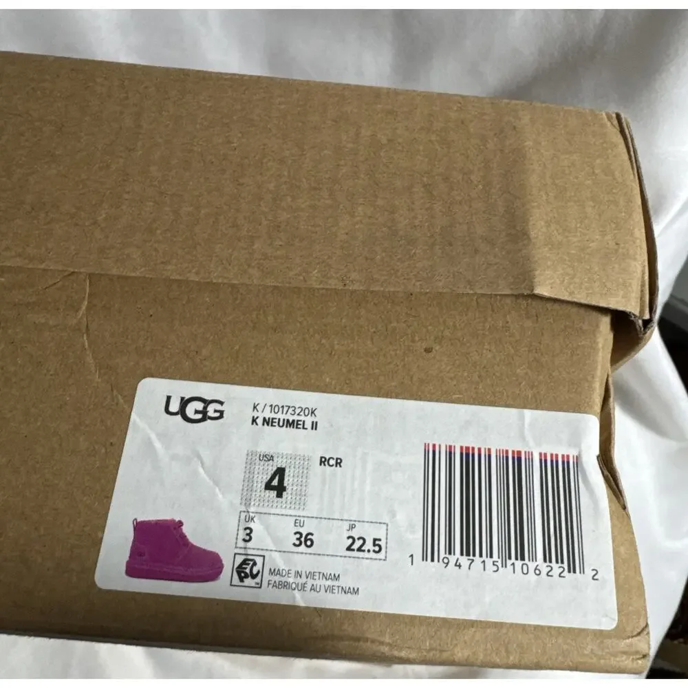 UGG Australia Big Kids Neumel II Pink Sz 4 Lace Up Style 1017320K NIB NEW *READ*